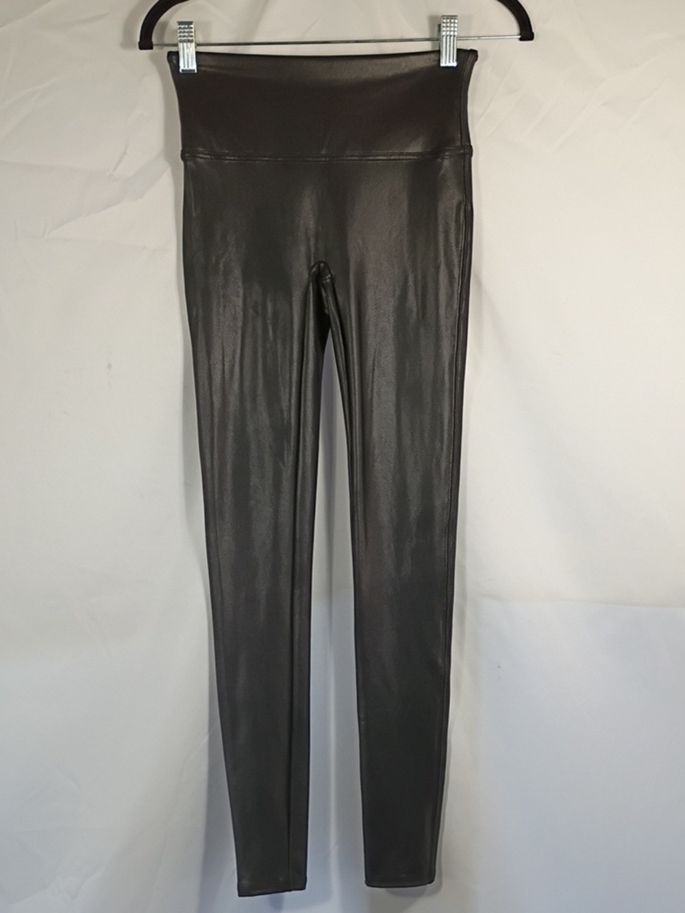 EUC Spanx Women’s Faux Leather Leggings Black Mid Rise Size Small Fall Winter